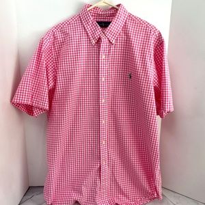 Ralph Lauren ... Button Down Short sleeve ... XL ... Pink  Check ... Excellent